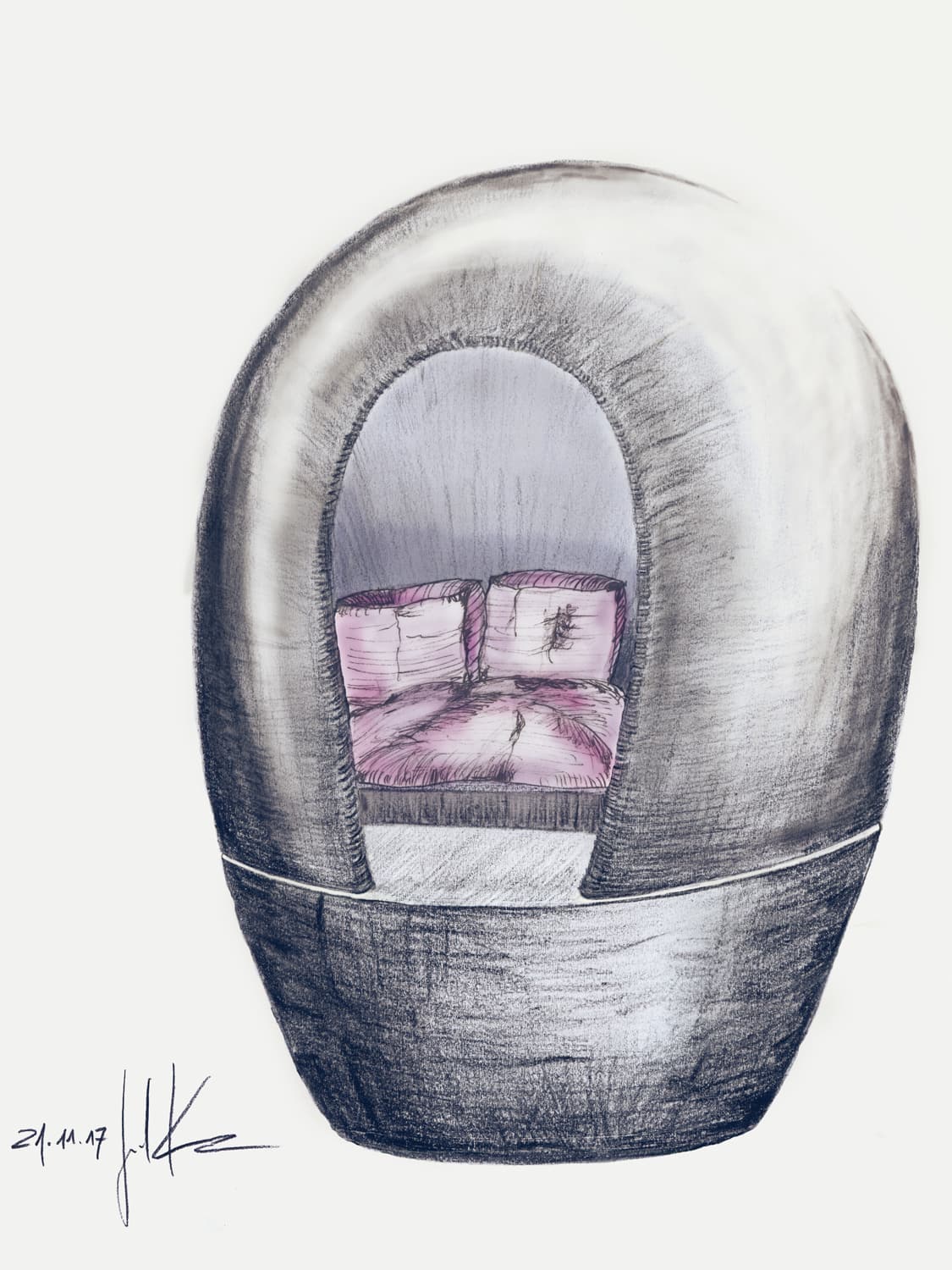 Farbige Skizze Ovum frontal